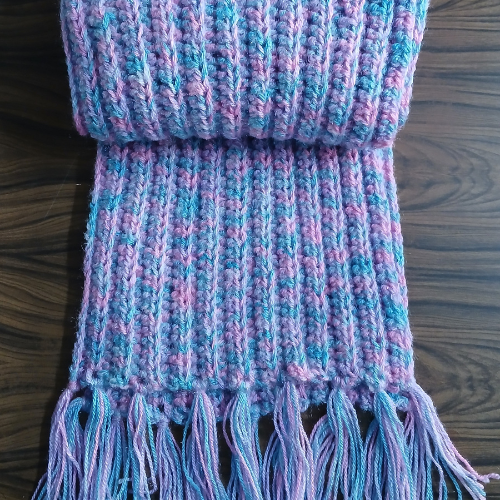 Pastel Ribbed Crochet Muffler |Unisex