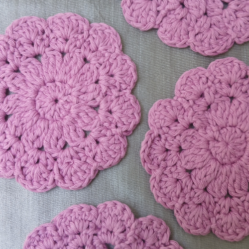 Crochet Coasters Set | Round | Set of 6 | Purple