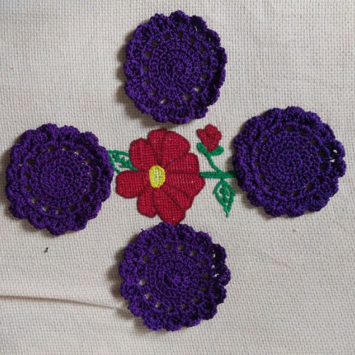 Purple Crochet Table Set | Circle | Complete 5 Set