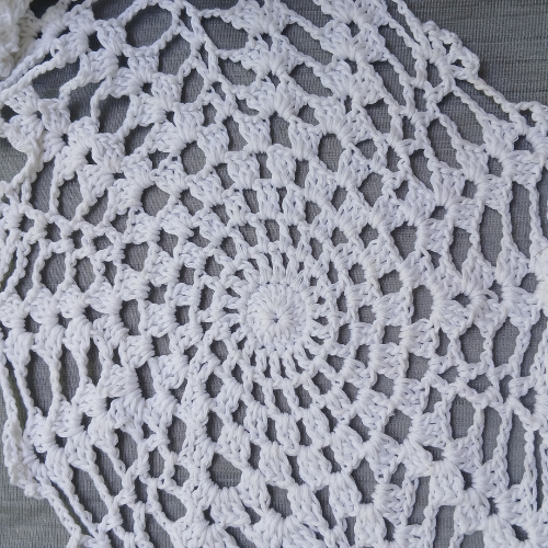 Snowdrop Crochet Table Runner | White Cotton | Handmade Decor