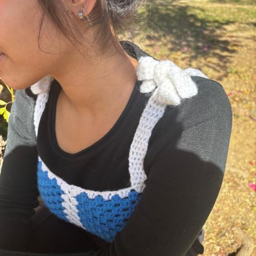 Blue rose Crochet Crop Top