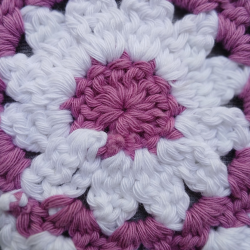 Crochet Coasters Set | Round | Single Piece | Purple & White