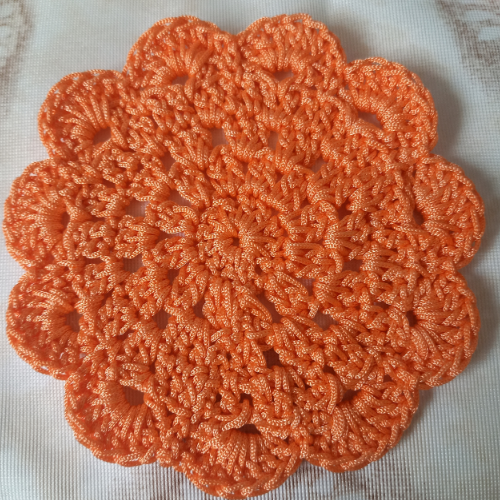 Crochet Coasters Set | Round | Set of 4 |Orange