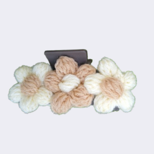 Beige & Cream Crochet Hair Clip – Large