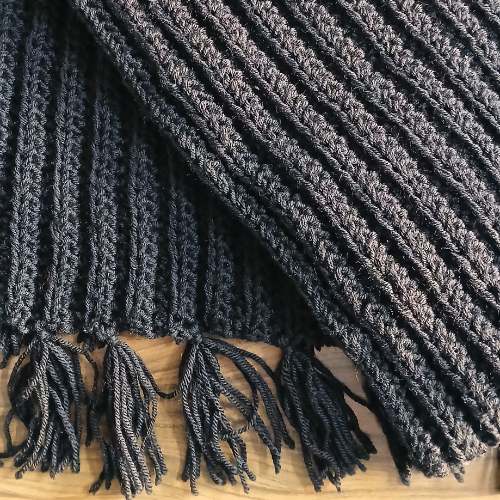 Ribbed Crochet Muffler | Black | Unisex