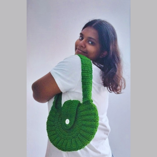 SHELL CROCHET SHOULDER BAG | GREEN