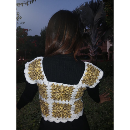 Golden Honey Granny Square Crochet Crop Top