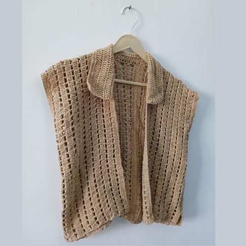 MAYA | CROCHET CARDIGAN VEST |  BEIGE