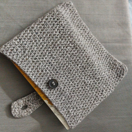Crochet Book Sleeve Stone Grey