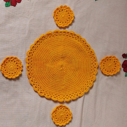 Mustard Yellow Crochet Table Set | Circle | Complete 5 Set