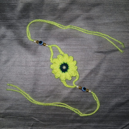 Neon Bloom Crochet Rakhi