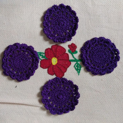 Purple Crochet Table Set | Circle |  Complete 5 Set