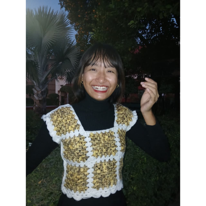 Golden Honey Granny Square Crochet Crop Top