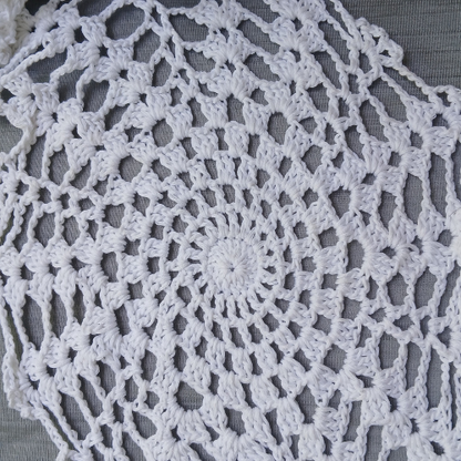 Snowdrop Crochet Table Runner | White Cotton | Handmade Decor