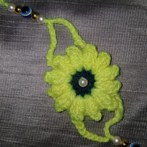 Neon Bloom Crochet Rakhi