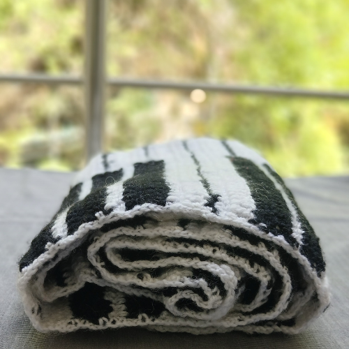 Crochet Piano Muffler | Handmade | Black & White | Unisex Winter Scarf