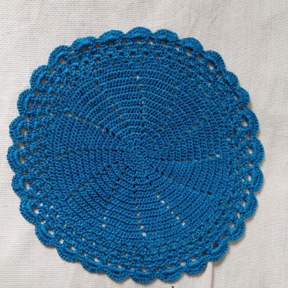 Royal Blue Crochet Table Set | Circle | Complete 5 Set