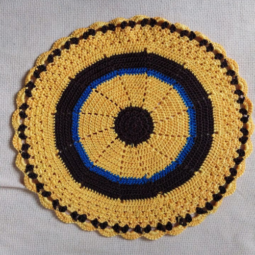 Golden Navy Crochet Table Set | Circle | Complete 5 Set