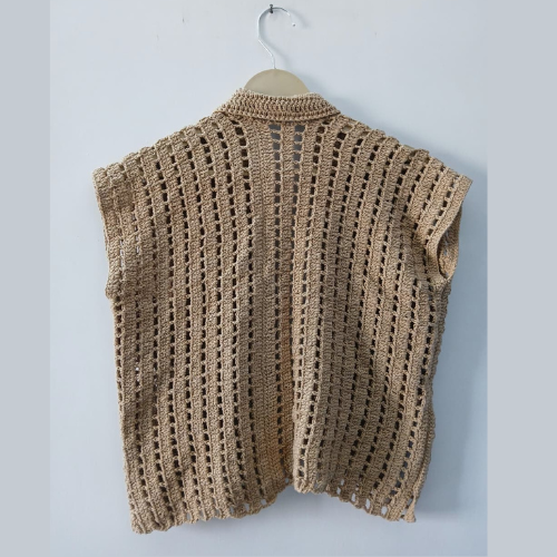 MAYA | CROCHET CARDIGAN VEST |  BEIGE