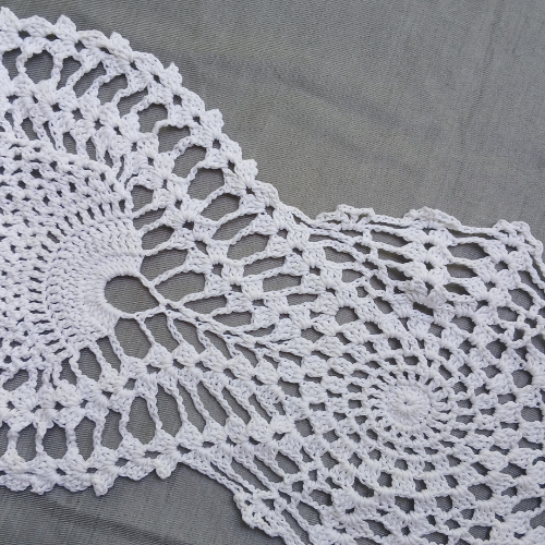 Snowdrop Crochet Table Runner | White Cotton | Handmade Decor
