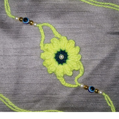 Neon Bloom Crochet Rakhi