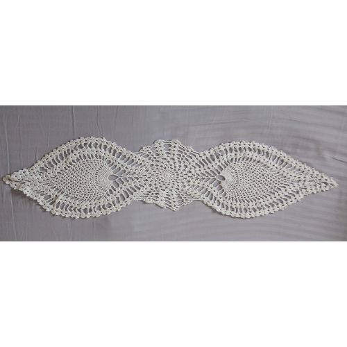Snowdrop Crochet Table Runner | White Cotton | Handmade Decor