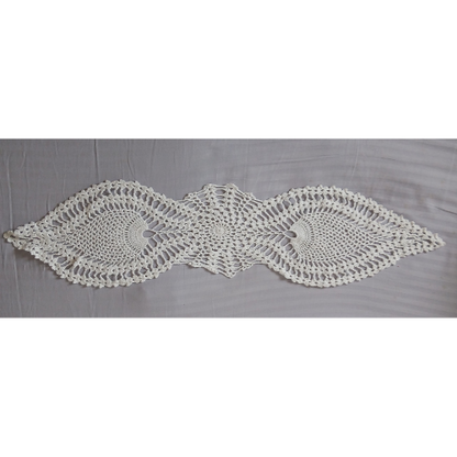 Snowdrop Crochet Table Runner | White Cotton | Handmade Decor