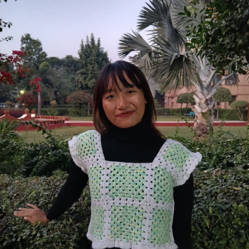 White Pearl Granny Square Crochet Crop Top