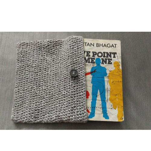 Crochet Book Sleeve Stone Grey