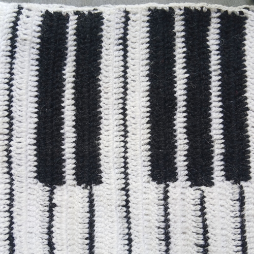 Crochet Piano Muffler | Handmade | Black & White | Unisex Winter Scarf