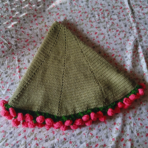 Handmade Sage Green Pink 3D Crochet Rose Bouquet & Blanket