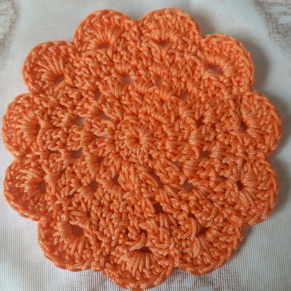Crochet Coasters Set | Round | Set of 4 |Orange